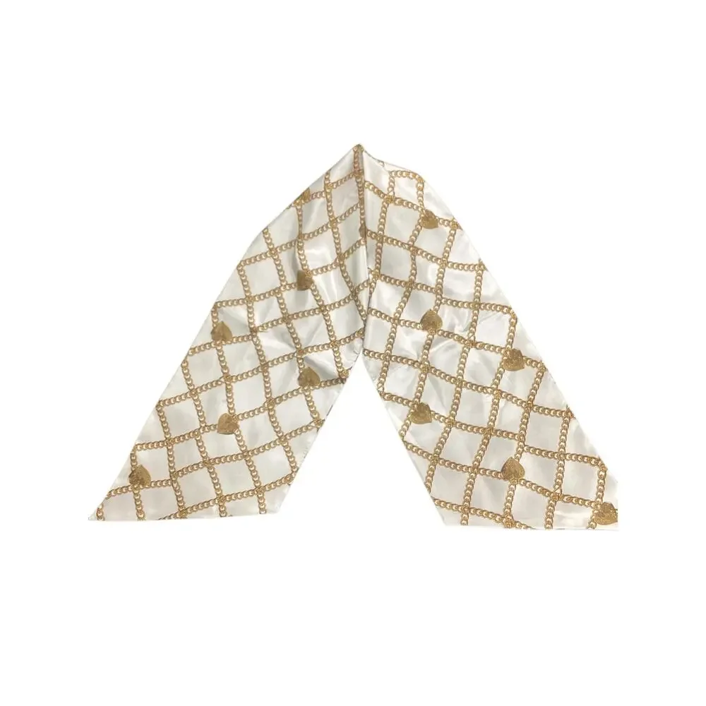 Dennis By DennisBasso Scarf Women’s 1 Size Chains And Hearts Design Cream & Gold